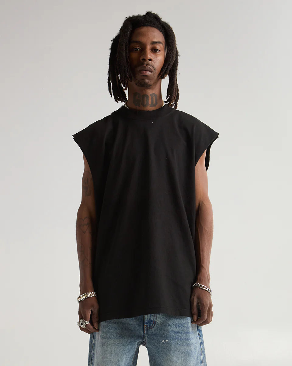 (Bulk) Custom Black Sleeveless Tee