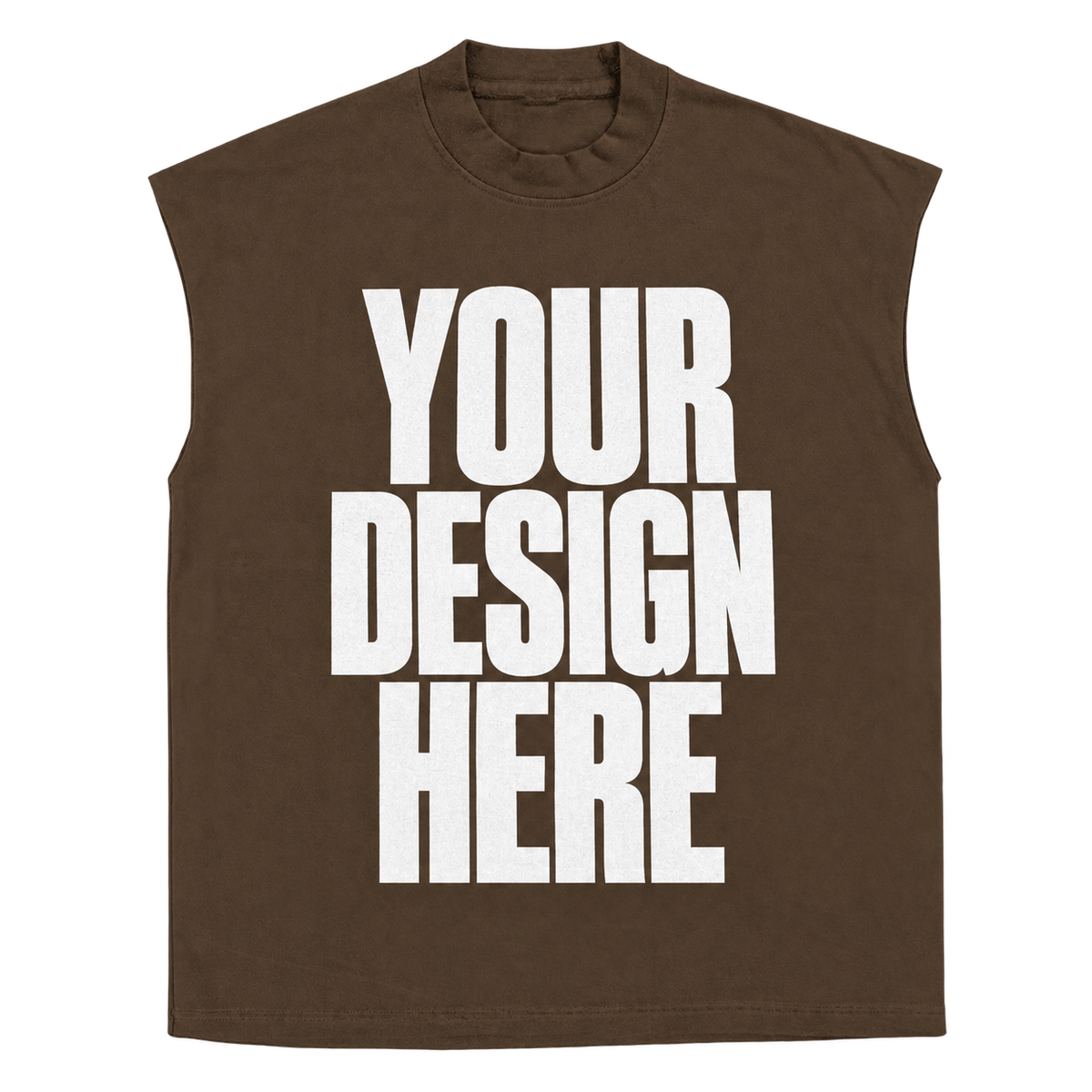 Custom Brown Sleeveless Tee — Your Design Here