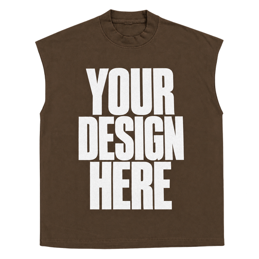 Custom Brown Sleeveless Tee — Your Design Here
