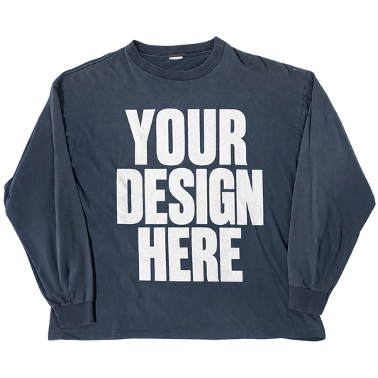 Custom Blue Vintage Long Sleeve — Your Design Here