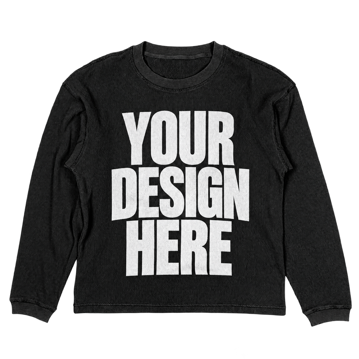 Custom Black Thermal Long Sleeve — Your Design Here