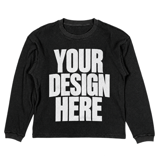 Custom Black Thermal Long Sleeve — Your Design Here