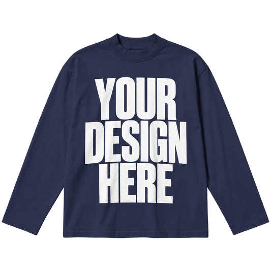 Custom Dark Navy Baggy Long Sleeve — Your Design Here