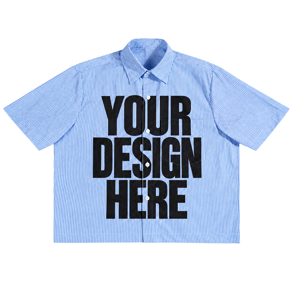 Custom Blue Boxy Button Up — Your Design Here