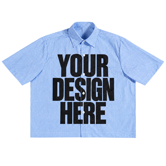 Custom Blue Boxy Button Up — Your Design Here