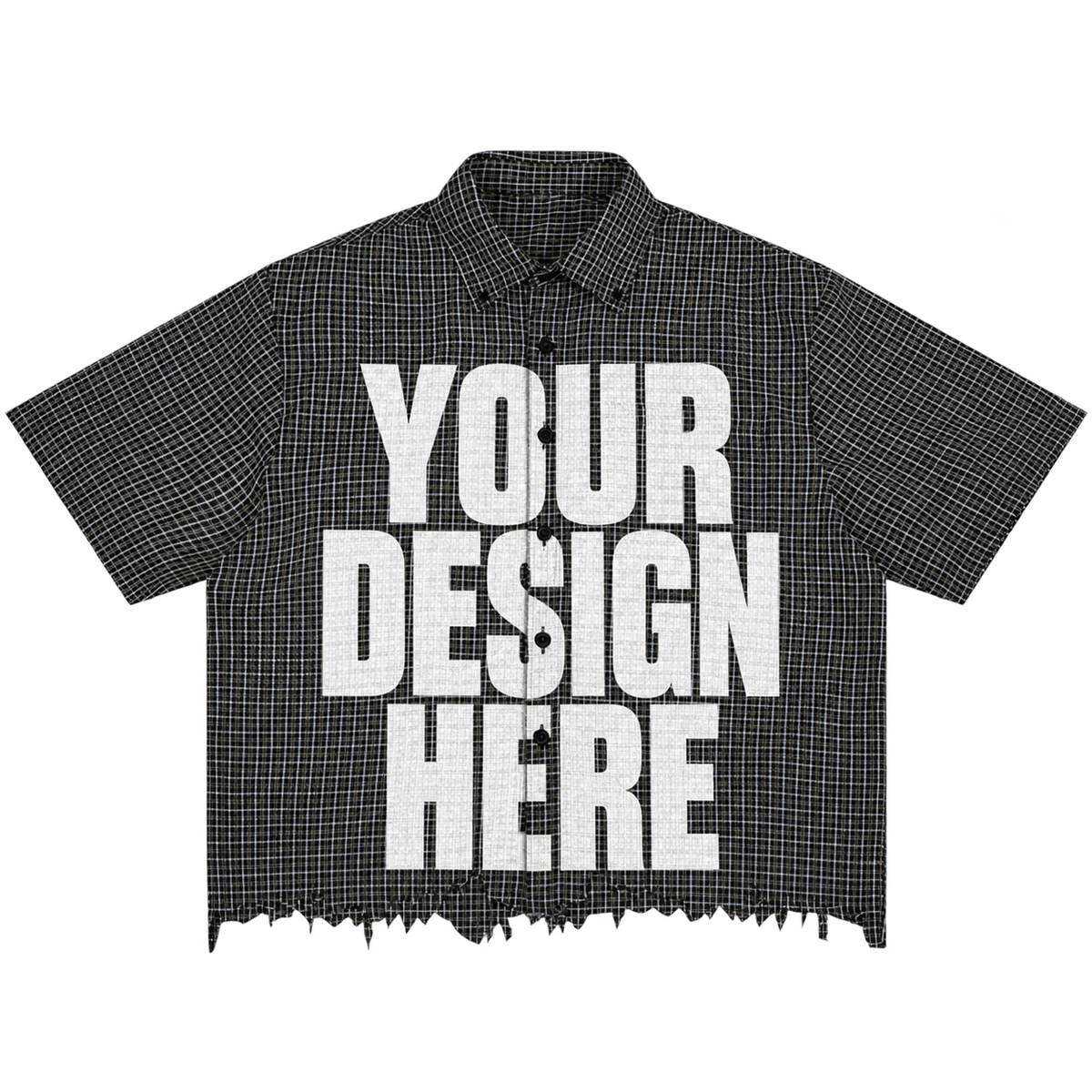 Custom Black Distress Button Up — Your Design Here