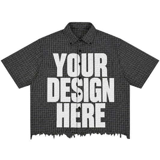 Custom Black Distress Button Up — Your Design Here