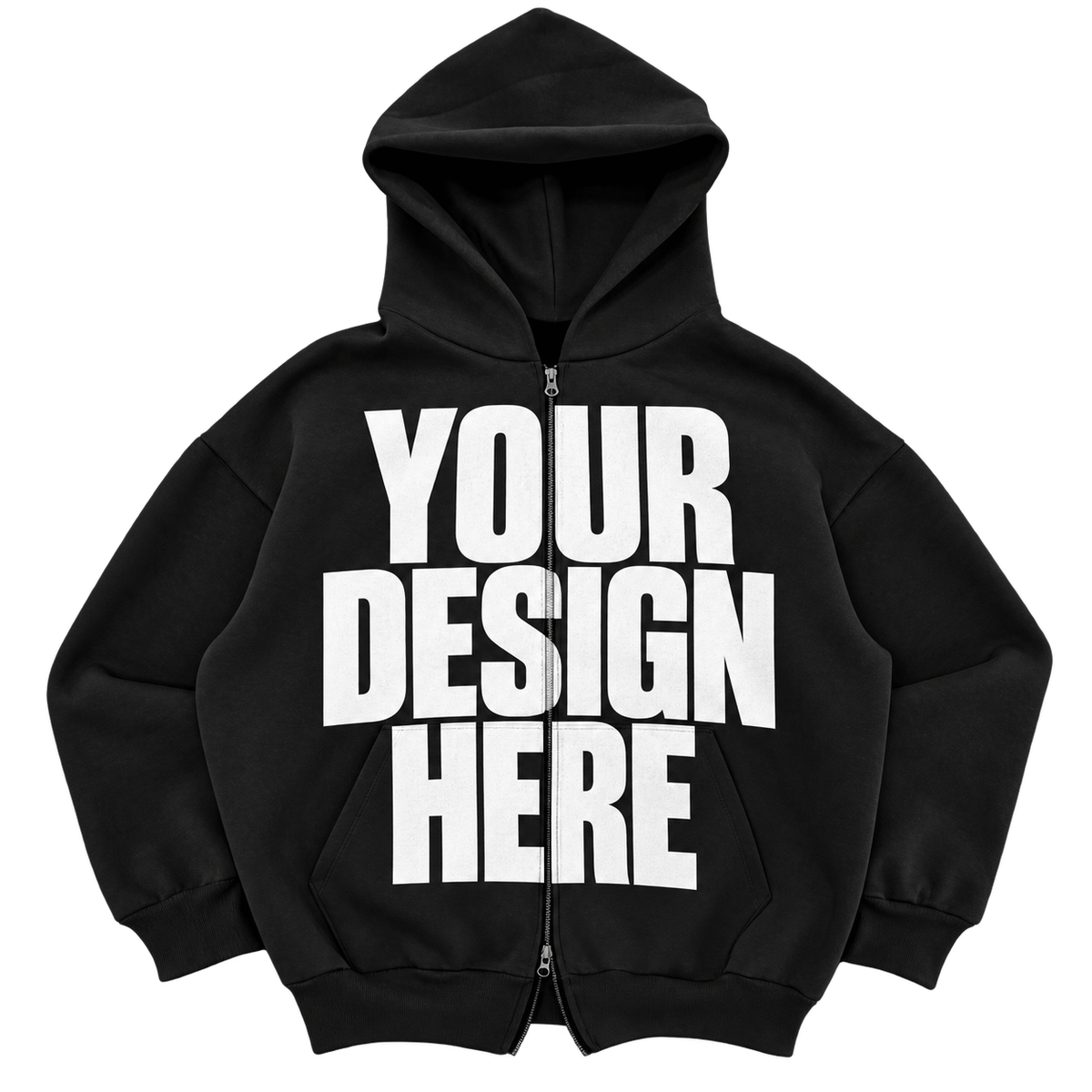 Custom Black Premium Zip Up — Your Design Here