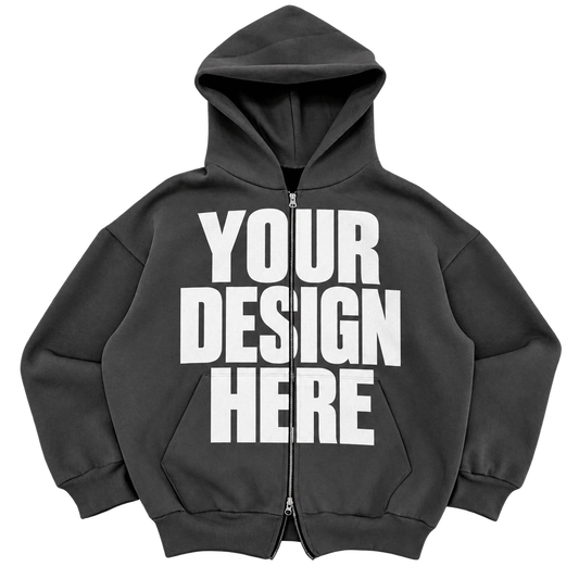 Custom Grey Premium Zip Up — Your Design Here