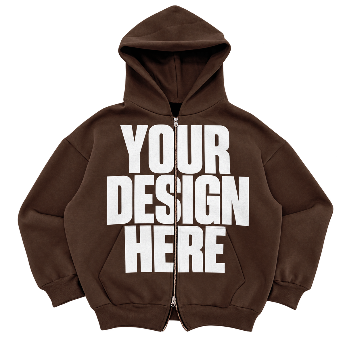Custom Brown Premium Zip Up — Your Design Here