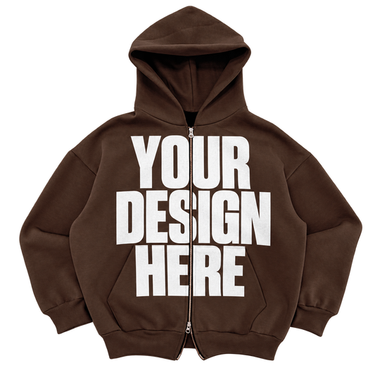 Custom Brown Premium Zip Up — Your Design Here