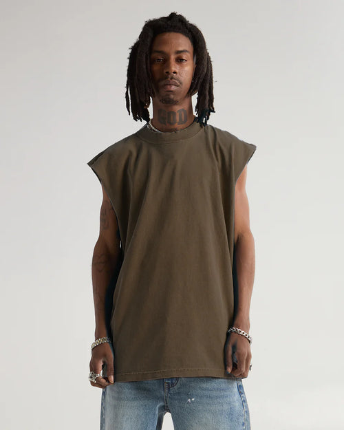 (Bulk) Custom Brown Sleeveless Tee
